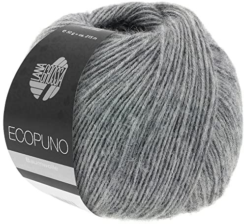 LANA GROSSA Ecopuno | Edle Netzgarnstruktur aus Baumwolle gefüllt mit Merino/Alpaka | Handstrickgarn aus 17% Schurwolle & 11% Alpaka Wolle | 50g Wolle zum Stricken & Häkeln | 215m Garn FB 56