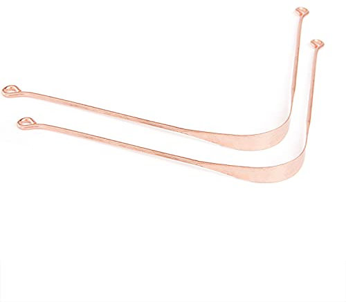 Zungenschaber aus 100% Kupfer | 2 Stück | Ayurvedischer Zungenreiniger | Yoga Kriya Hilfsmittel, antibakterielles Material