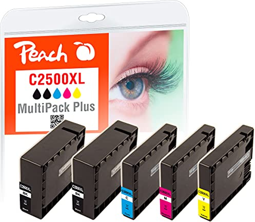 Peach C2500 Spar Pack Plus Druckerpatronen XL (2xBK, C, M, Y) ersetzt Canon PGI-2500XL, 9254B004 für z.B. Canon Maxify MB 5150, Canon Maxify MB 5450, Canon Maxify MB 5050, Canon Maxify iB 4000