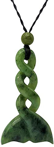 81stgeneration Anhänger Halskette Walfischschwanz Handgeschnitzte Nephrit-Jade für Damen und Herren