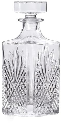 Intirilife edle Whisky Karaffe - Füllmenge 800 ml - Whisky Dekanter mit Stopfen- Glas Karaffe Spirituosen- Decanter für Whiskey Cognac Likör Rum Vodka Scotch - Whiskeyflasche für Männer