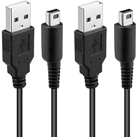 Paquete de 2 cables de carga 3DS, cable de carga de alimentación USB 2DS DSi compatible con Nintendo New 3DS XL/New 3DS/3DS XL/ 3DS/New 2DS XL/New 2DS/2DS XL/ 2DS/DSi/DSi XL, 4 pies, negro
