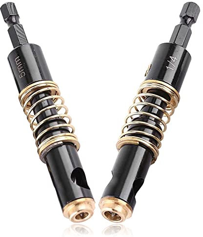 Mesee 2 Pieces 1/4 Inch Hex Shank Center Drill Bit Set, 5mm & 1/4'' Door Hinge Self Centering Tapper Core Hole Opening Puncher Reaming Bits Woodworking Drilling Tools for Window Cabinet
