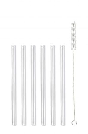Vialli Design AMO 6582 Trinkhalme aus Glas, transparent, 15 cm, 6 Stück