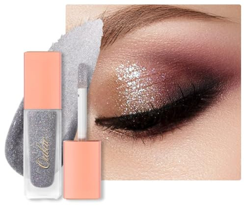Oulac Liquid Glitter Eyeshadow – Silver Eyeshadow Shimmer Liquid Eyeliner | Blendable Eye Make-up, Crease Resistant, Non-Greasy, Vegan, 5.4g, Silver Lining (01)