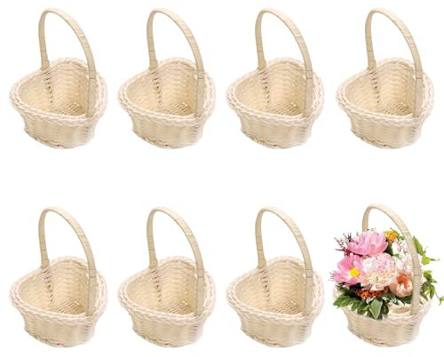 Zasiene Petites Corbeilles en Osier avec Anse 8 Pièce Corbeilles de Mariage Tressées en Rotin Petit Panier de Rotin en Osier Paniers à Fruits Panier Mariage Mini Panier Osier pour Décoration de Table