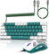 ZIYOU LANG Wired Gaming Keyboard & Mouse Combo+Coiled USB C Cable T60 Pro-Compact 60% UK Layout Light Up Mechanical Keyboard Clicky Blue Switch-6400dpi Ultra-light RGB PC Mice for PC/Mac-Green