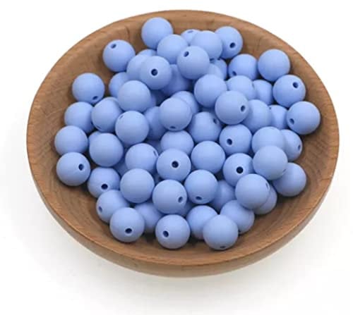 20 Pcs Round Silicone Beads 12mm Width Craft DIY Bracelet Necklace Making Crafting TWINKLE STAR BABY (Pastel Blue)