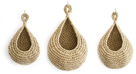 Hängende Obstkörbe (3er-Set), Tasche Aufbewahrungstasche Hängeorganizer Tür Wand Hängender Organizer Wand Jute-hängekörbe für Kartoffeln Zwiebeln Knoblauch (Stil C)