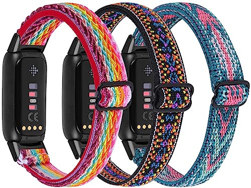 Nigaee 3 Stück verstellbare elastische Bänder & Spitzen-Silikonbänder kompatibel mit Fitbit Luxe, schlanke Silikon-Armbänder für Fitbit Luxe Fitness und Wellness-Tracker, Damen und Herren