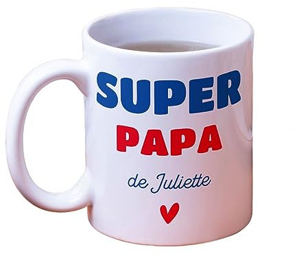 CADEAUX.COM - Tasse Personnalisable Super Papa - Mug Personnalisé - Idée Cadeau Homme Avec Photo et Message - Fête des Pères - Anniversaire
