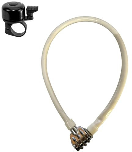 maxxi4you Fahrradschloss mit Zahlencode in Weiß Länge 550mm inkl. Fahrradklingel