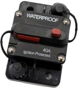 RWRAPS Disjoncteur d'allumage 300A 100A 60A disjoncteur fusible réinitialiser 12-48V DC Voiture Bateau étanche Automatique récupérable disjoncteur Porte-fusible Circuit (Color : 40A)