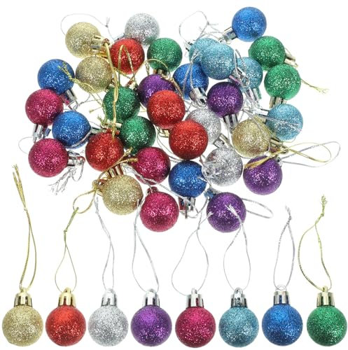 PRETYZOOM Mini-Weihnachtskugeln 80 Stück Mini-Glitzer-Weihnachtskugeln Mehrfarbig Hängende Weihnachtskugel Winzige Bruchsichere Ornamente Miniaturkugeln Für Weihnachtsbäume Zufällige Farbe