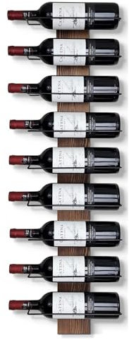 CBYJK Weinregal Wandmontage Weinregal für 9 Weinflaschen Holz Weinregale für Wand Wandmontage Weinregal für Bar, Keller, Küche, Esszimmer