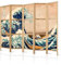 murando - Paravent Innen Raumteiler Holz die große Welle vor Kanagawa 225x172 cm 5-teilig Japanische Trennwand Raumtrenner Room Divider Mobiler Sichtschutz Spanische Wand Abtrennung p-B-0009-bh-c