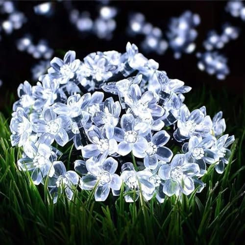LIGHTOP Flower Fairy Light Battery Operated Indoor String Lights 30LED Cherry Blossom Lights Waterproof Decoration for Camping,Garden Fence,Birthday,Wedding Party,Bedroom (Cool White)