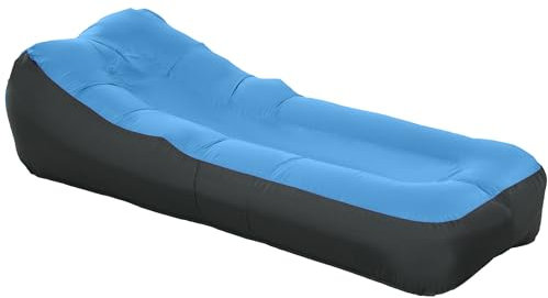 Outsunny Divano Gonfiabile da Esterno, Lettino Mare Gonfiabile ad Aria Senza Pompa con Borsa di Trasporto, Blu
