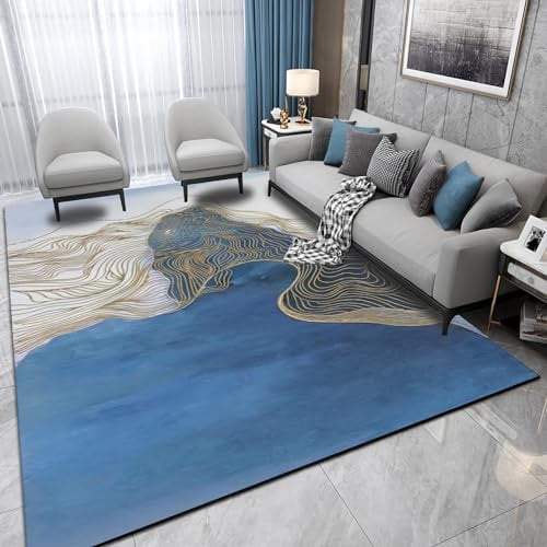 Teppich kinderzimmerteppich Wohnzimmer Kamin teppiche Blau Gelb Abstrakte Tinte Linienmuster Sofa Wohnzimmer teppiche 160x230cm