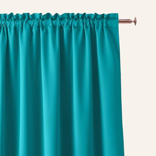 ROOM99 Vorhang mit Kräuselband Aura 140 x 260 cm Breite x Höhe Schiebegardinen Modern Curtain Wohnzimmer Schlafzimmer Türkis, 1 Stück