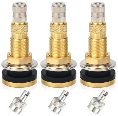 3uds Vástagos de Válvulas para Neumáticos para TR618A, Vástagos Válvula Tractors con 3uds Cubierta Desmontaje Núcleo de Válvula Latón Adecuados para Tractores Motoniveladoras y Excavadoras