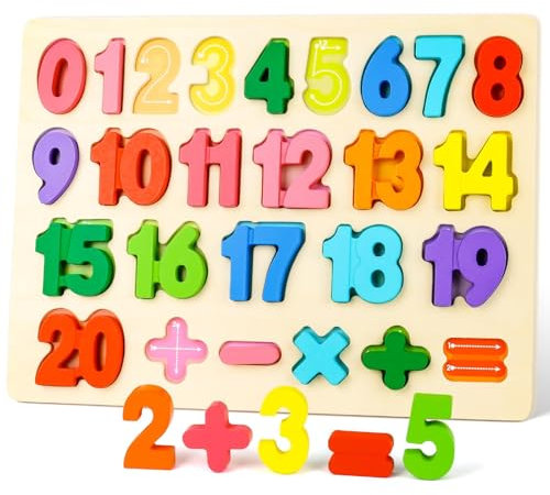 Zahlen Kinder Puzzle, Wooden Number Puzzles Spiele, Bunte Holz Puzzle Mit Zahlen Lernen für Mädchen Jungen