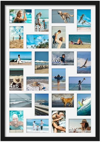 DUENPY 22x32 Collage Picture Frame 4x6 Picture Frames Collage Wall Decor Displays twenty four 4x6 inch Photos Available Horizontal Wall Mounting Display and Vertical Black
