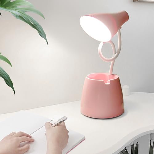 Asfrode Lampada da Tavolo per Bambini: Lampada da Tavolo LED Dimmerabile, 3 Livelli di Luminosità, Ricaricabile, Sensore Touch, Protezione per Gli Occhi, Ideale per Leggere, Studiare, Rosa
