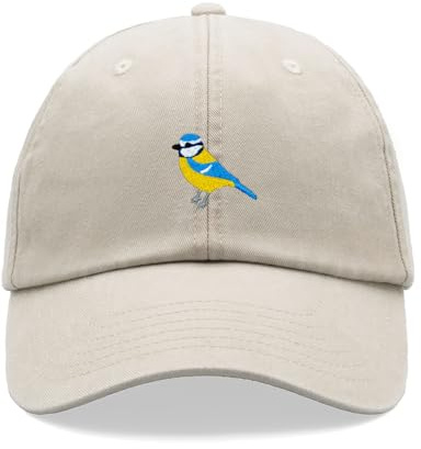 Blue Tit Baseballkappe, Vintage, gewaschen, Unisex, Vogel, stone, Einheitsgröße