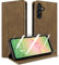 QHOHQ Handyhülle für Samsung Galaxy A56 / A36 5G Hülle mit Panzer Glas, Premium Leder Schutzhülle, [RFID Blockierung], Magnet Klappbar Flip Case Tasche, Multifunktional, Stoßfest-Braun