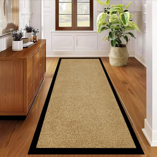 PHP Plain Twist Rubber Door Mat Outdoor Waterproof Floor Mat - Heavy Duty PVC Non Slip Backing Dirt Trapper Doormats for Inside Use Barrier Mat for Front Door Mat (60 x 90 cm, Beige)