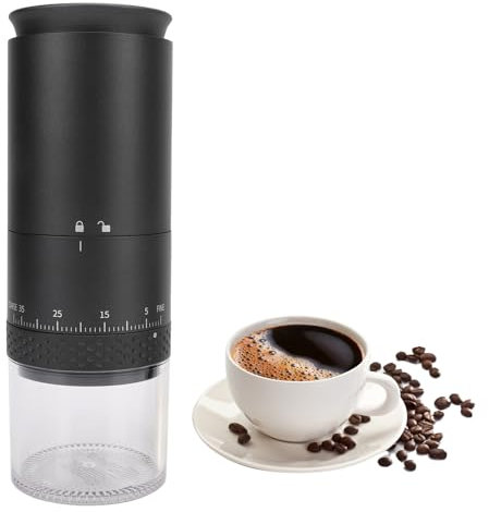 Portable Coffee Bean Grinder, USB One Touch Electric Coffee Bean Grinder with 38 Grind Adjustable Settings, 110ml Powder Capacity, for Home Office Travel (Black)