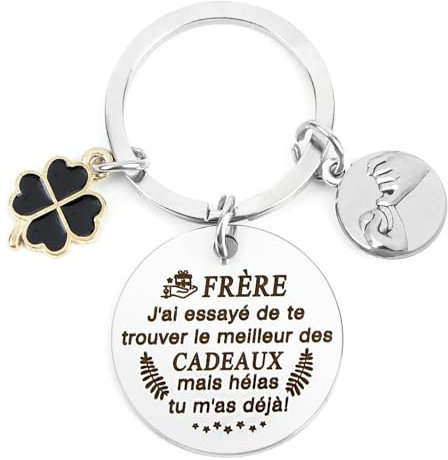 Cadeau Frere porte clef homme Cadeau Grand Frere Frère Porte-Clés Pour Frère Cadeau Pour La Fête Des Pères Cadeaux d'anniversaire Cadeaux de NoëL Frère Porte Clé Personnalisé Cadeau Frere Original