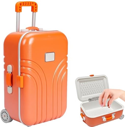 Kreative Koffer Spardose | Niedlicher Simulation Reisekoffer Sparschwein (Orange)