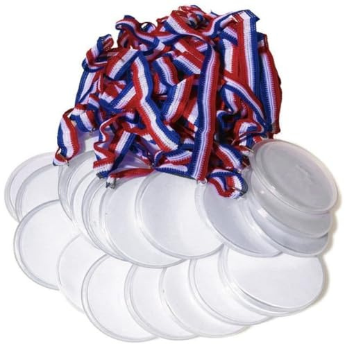 Kopinma 24 DIY Medaillen Rohlinge Medaillen Selbst , Medaillen Kinder, Gewinner Medaillen Blank Medaillen mit Bändern im olympischen Stil für Partys, Preisen Awards, Sport, Festivals