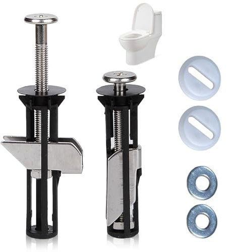 2 Pcs Toilet Seat Bolts, Universal Toilet Seat Fastener Bolt Kit Heavy Duty Toilet Seat Hinges Stainless Steel with Washers Quick Release Toilet Fixing Kit