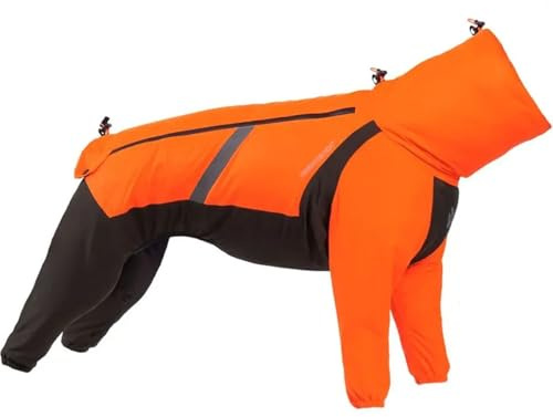 Non-Stop Dogwear Fjord Regenmantel Overall, Reflektierend, Orange-Schwarz, Wasserdichter Hundemantel mit 3M Details (50)