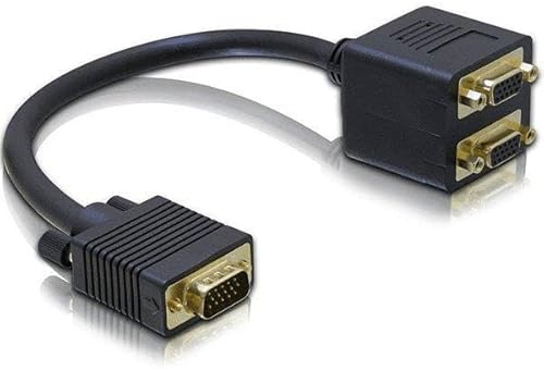 Velocraze Cavo duplicatore VGA - 1 maschio a 2 femmine, 0,20 metri, connettori placcati oro, ideale per estendere connessioni video.