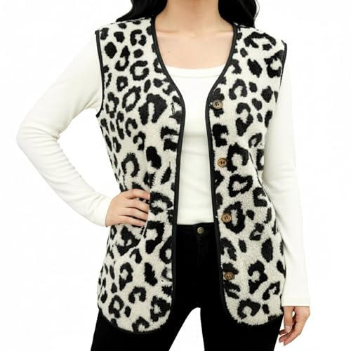 beifon Gilet Sans Manches Femme Polaire Doudoune Sans Manches Fourrure Veste Laine Couleur Unie Blouson Mode Bouton Matelassée