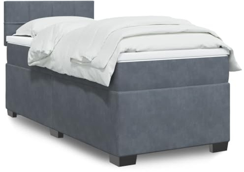 Massbinet Boxspringbett mit Matratze Moderen Polsterbett Bettkasten Lattenrost & Kopfteil Bett Bettgestell Jugendbett Einzelbett Dunkelgrau 90x190 cm Samt