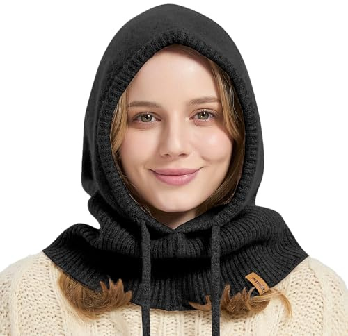 ACUSHLA 100% Merinowolle Sturmhaube Damen Herren, Winter Mütze Schal Warm | 100% Merinowolle Sturmhaube mit Mütze und Schal kombiniert. Weich, warm und atmungsaktiv für Winter, Ski und Outdoor Wandern