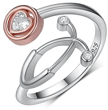 Stethoscope Open Ring for Women Sterling Silver Thumb Ring Spoon Ring for Women Nurse Gifts