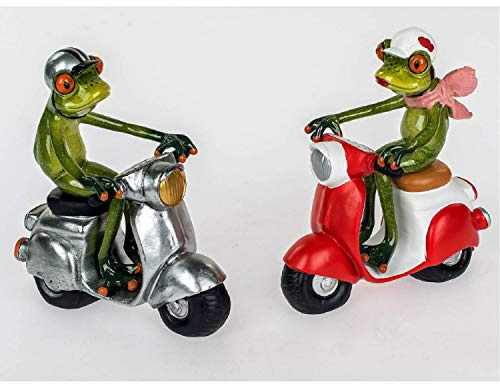 Süßer Frosch ~ Mann auf Roller ~ Deko Figur Dekofigur Zierfigur Froschmann