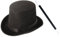 Accessoires du petit magicien avec un chapeau haut de forme noir + une baguette magique noire et blanche pour enfant. Idéal pour réaliser ses premiers tours.