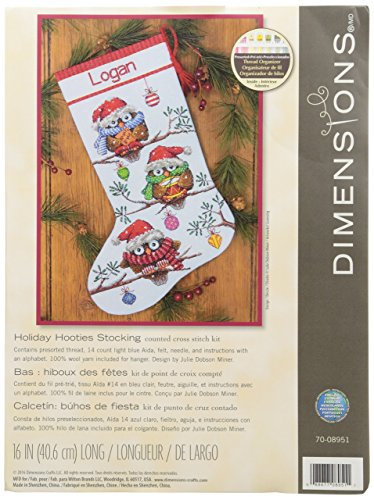 Dimensions X Kit Holiday Hooties Counted Cross Stitch: Stocking, 41cm, 70-08951