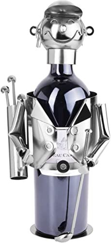 BRUBAKER - Porte-Bouteille de vin - Golfeur - Sculpture en Métal - Carte de voeux INCL. - Idée Cadeau Originale