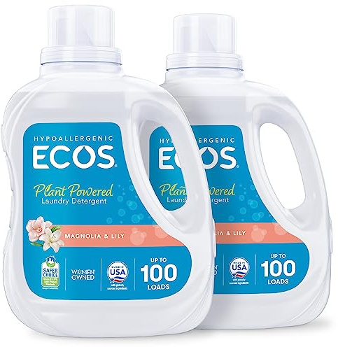 ECOS® Earth Friendly Products - Detersivo ipoallergenico per bucato, 200 carichi, flacone da 100 ml (confezione da 2)