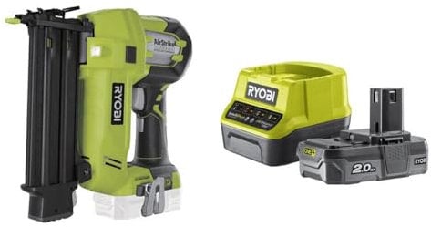 Ryobi 5133003860 Chiodo di Finitura 18 V OnePlus – 1 Batteria al Litio Plus 2,0 Ah, 1 Caricatore rapido R18N18G-120S, Nero/Verde