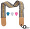 Rufun Gitarrengurt Retro Jacquard Weave Zubehör Einstellbare Länge für Basse E-Gitarre Akustische Gitarre, 3 Picks enthalten (Gelb)