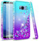 LeYi Funda para Samsung Galaxy S8 Silicona Purpurina Carcasa con [2-Unidades 3D Curvo Pet Pantalla], Transparente Cristal Bumper Gel TPU Fundas Case Cover para Movil Samsung Galaxy S8 Verde/Morado